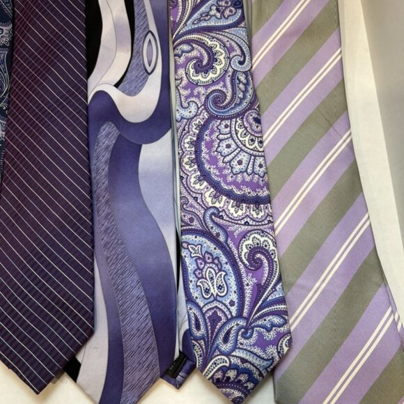 Vintage Lot of 8 Purple Silk Ties Valentino Countess Mara Chaps Stacy Adams - Picture 4 of 12